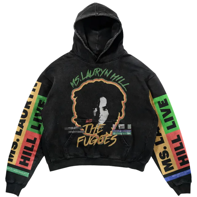 Lauryn Hill MLH x Fugees Live hoodie zwart heavyweight