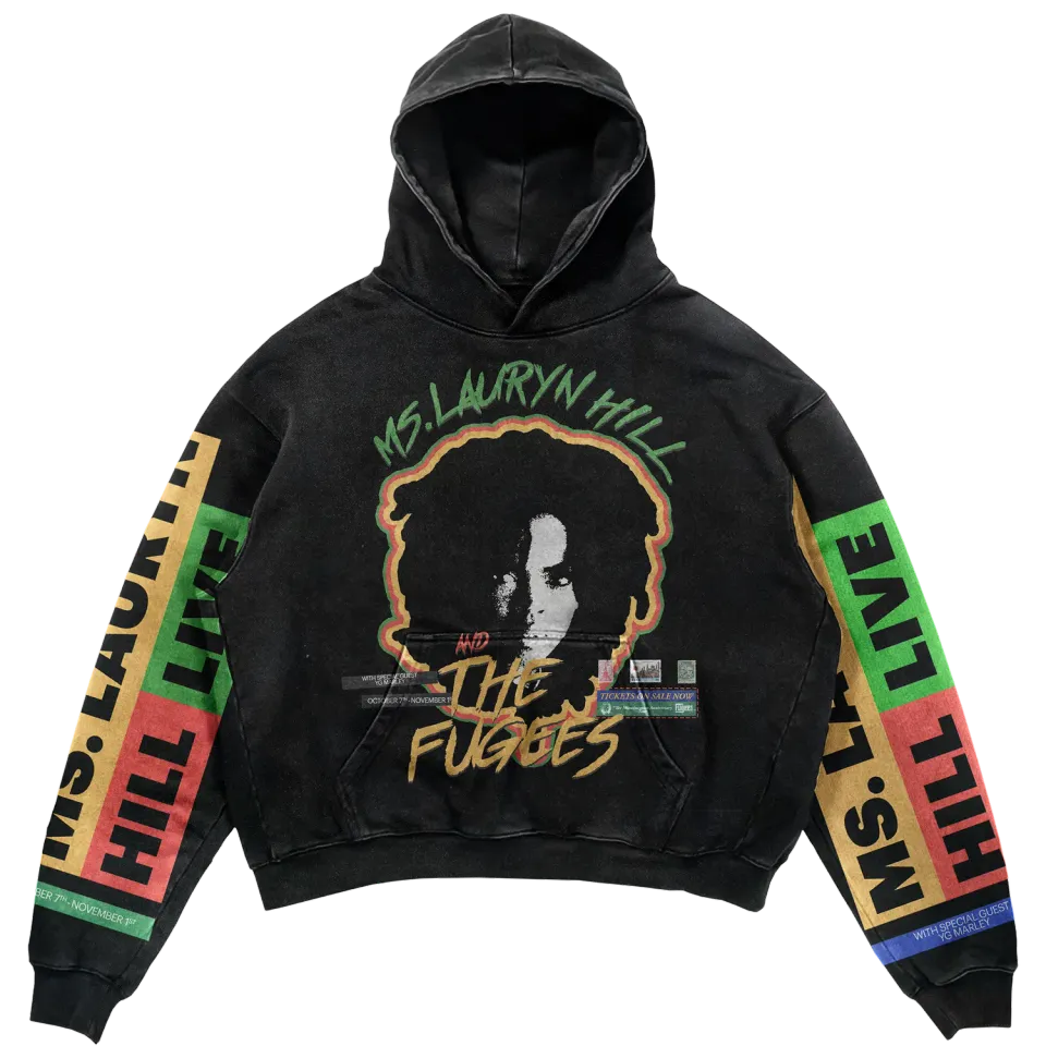 Lauryn Hill MLH x Fugees Live hoodie zwart heavyweight