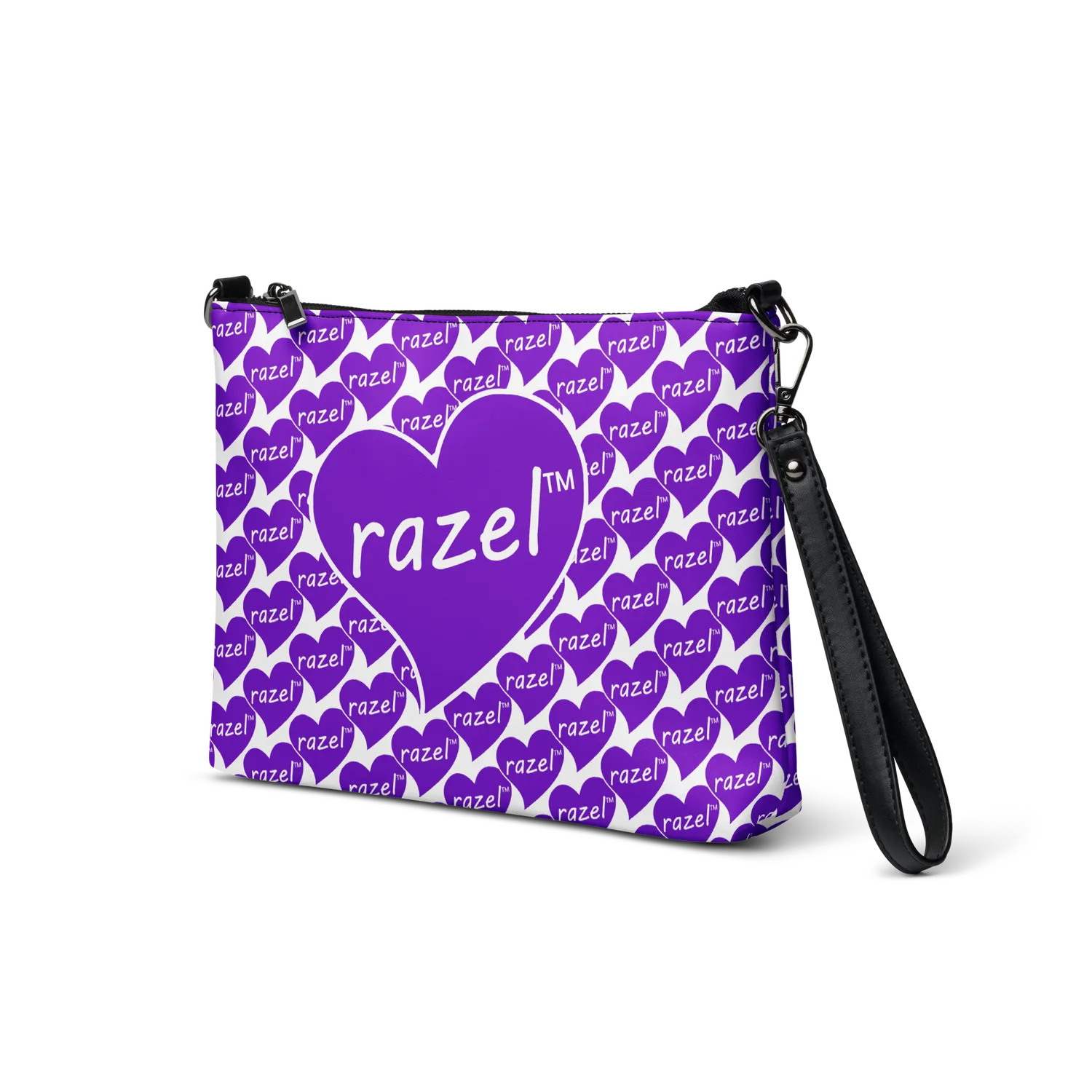 Razel Purple Hearted Motif satchel zwart imitatieleren
