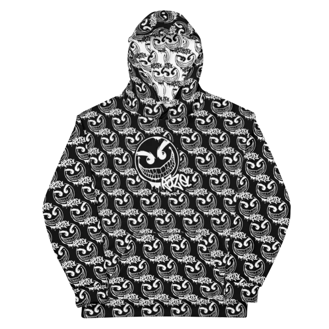 Razel Gang Drip Face Motif Hoodie Inverted hoodie fleece