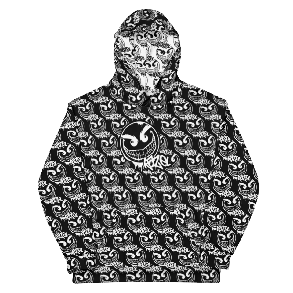 Razel Gang Drip Face Motif Hoodie Inverted hoodie fleece