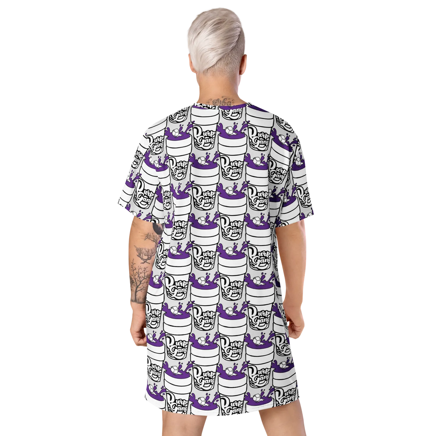 Razel Purp Gang Double Cup t-shirt jurk oversize