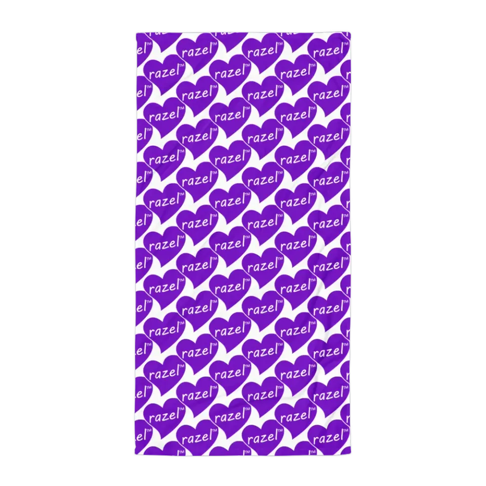 Razel Purple Hearted handdoek 76x152 katoen