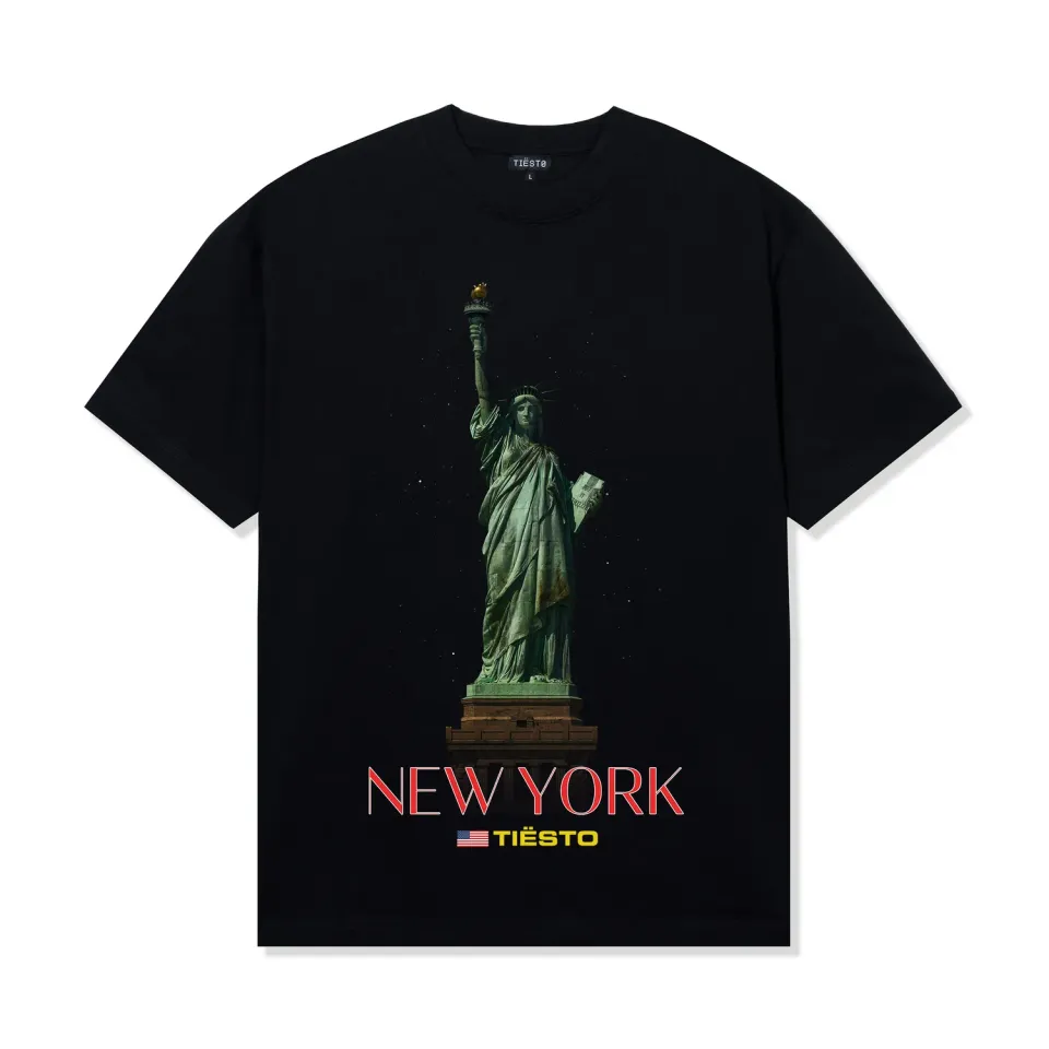 Tiësto NY Statue of Liberty T-shirt zwart oversized katoen