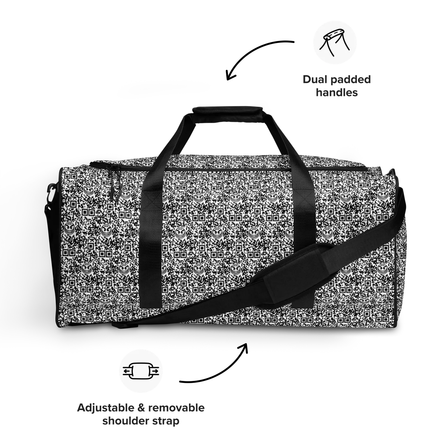 Razel Face QR Code Motif sporttas zwart polyester
