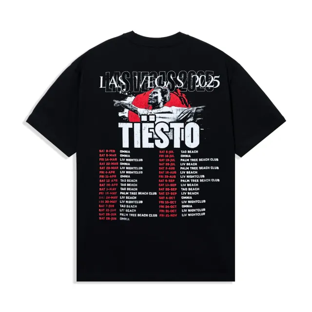 Tiësto Vegas 2025 Portrait T-shirt zwart oversized