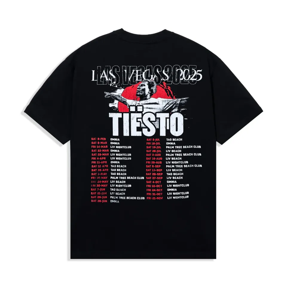 Tiësto Vegas 2025 Portrait T-shirt zwart oversized