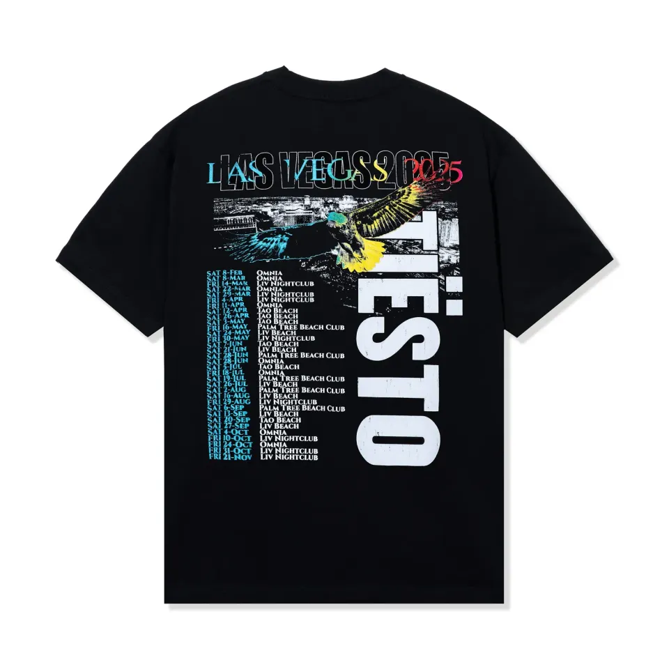 Tiësto Las Vegas 2025 Beach Tee T-shirt zwart oversized