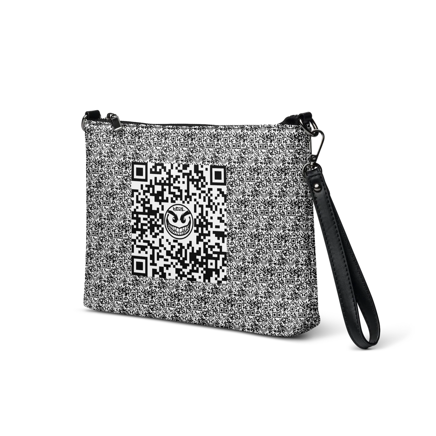 Razel Face QR Code Satchel Schoudertas Zwart Kunstleer