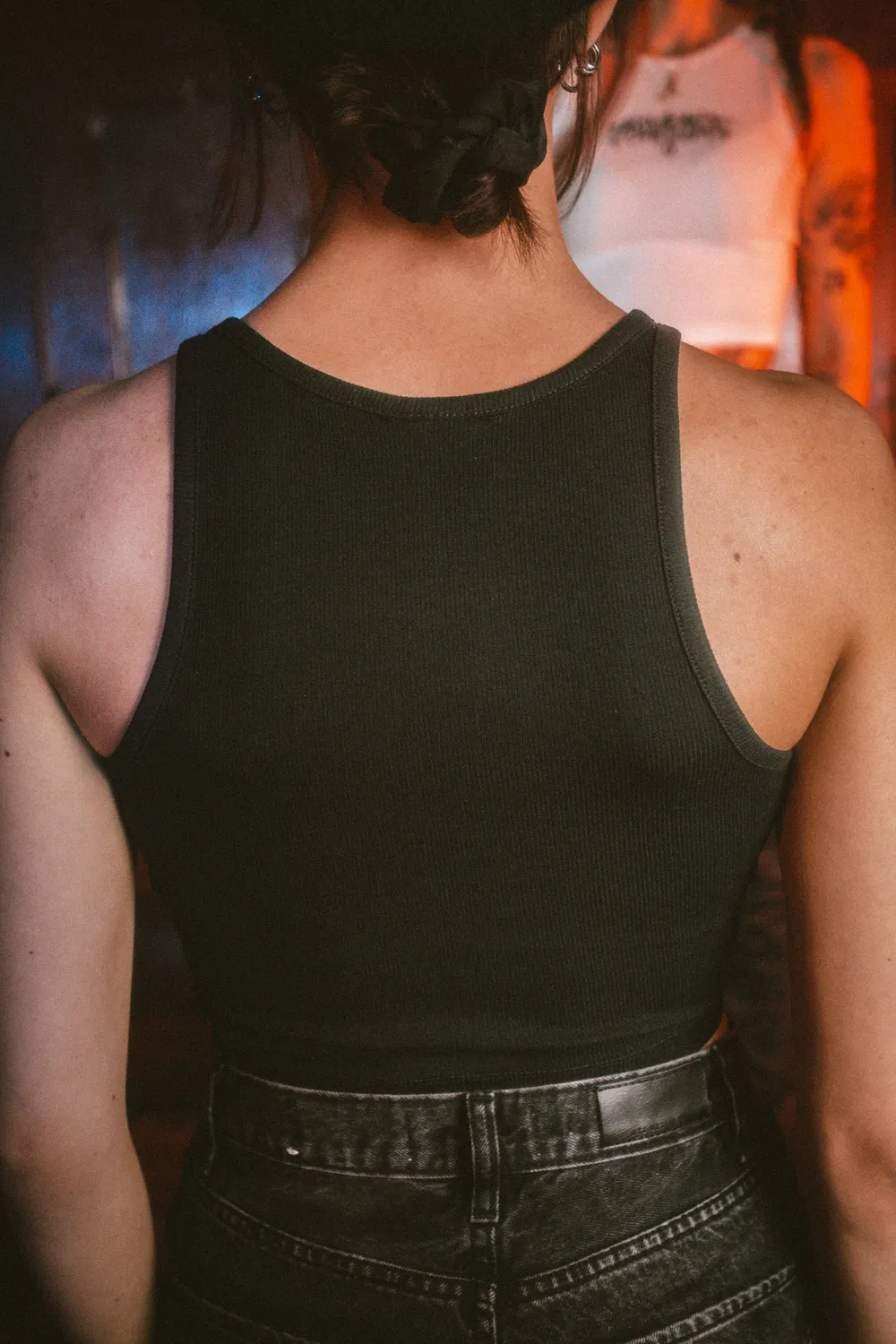 Paleface Swiss logo crop top zwart geribd dames