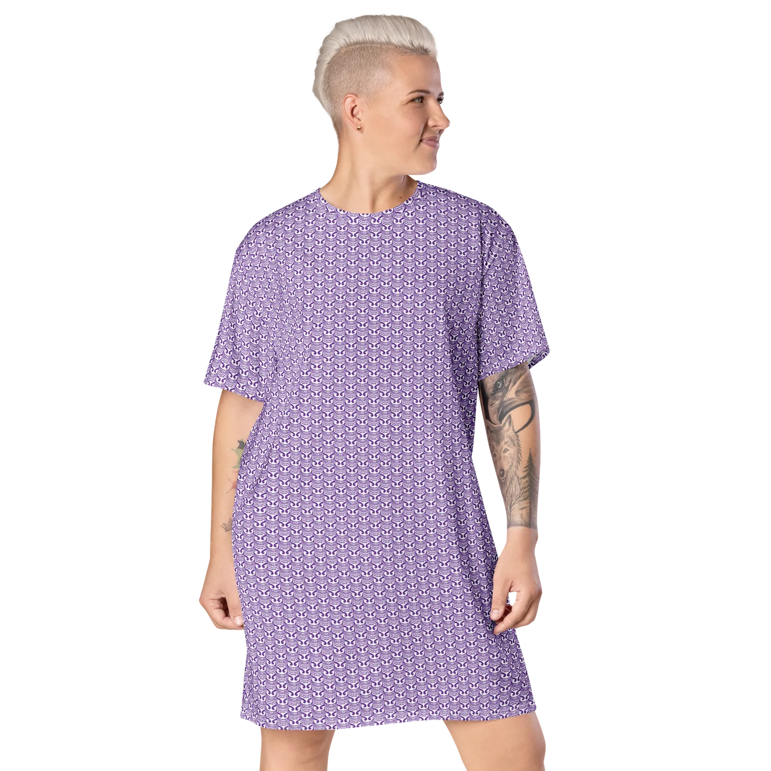 razel Face Motif T-shirt jurk oversize stretch