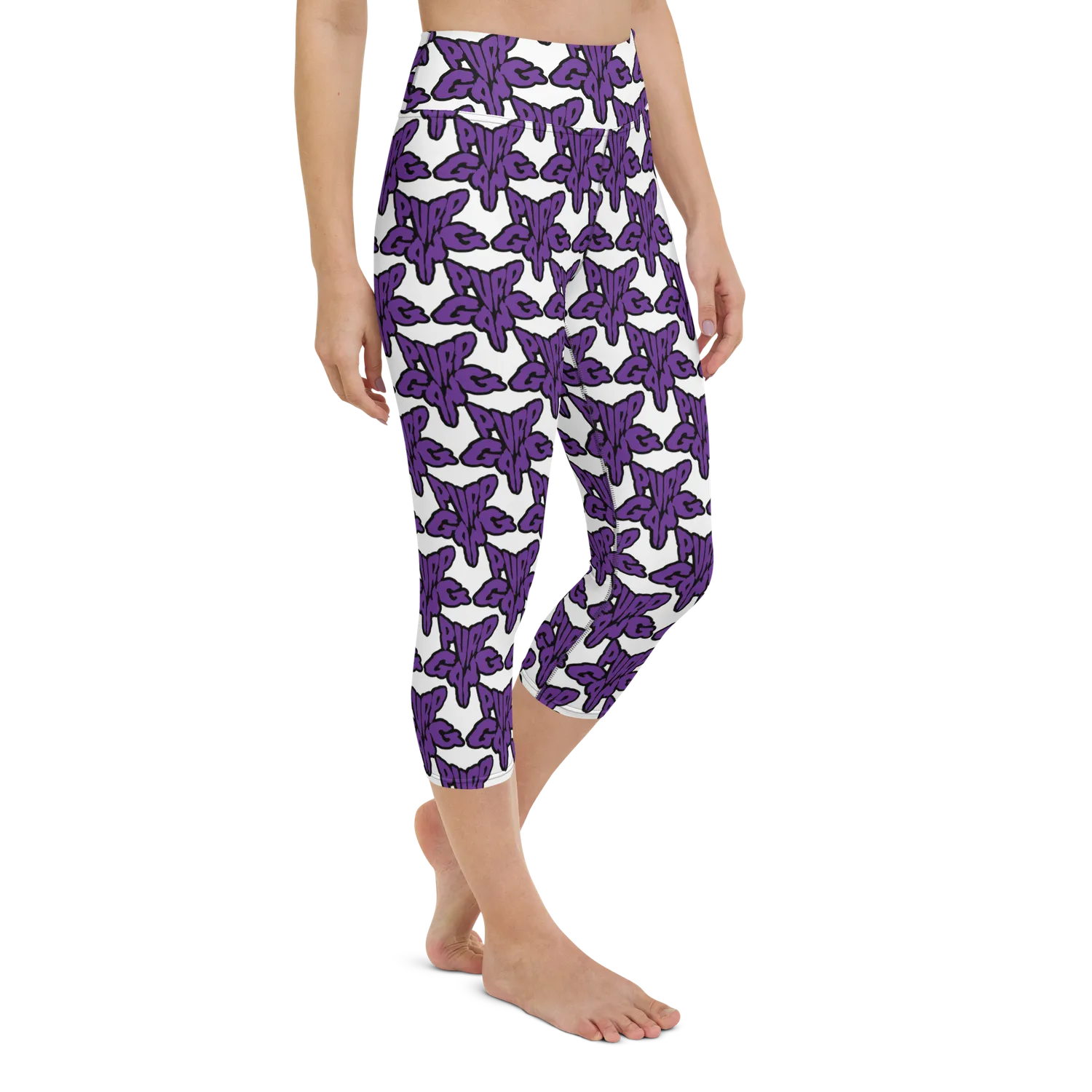 Razel Purp Gang Rock Star Motif Yoga Capri high waist