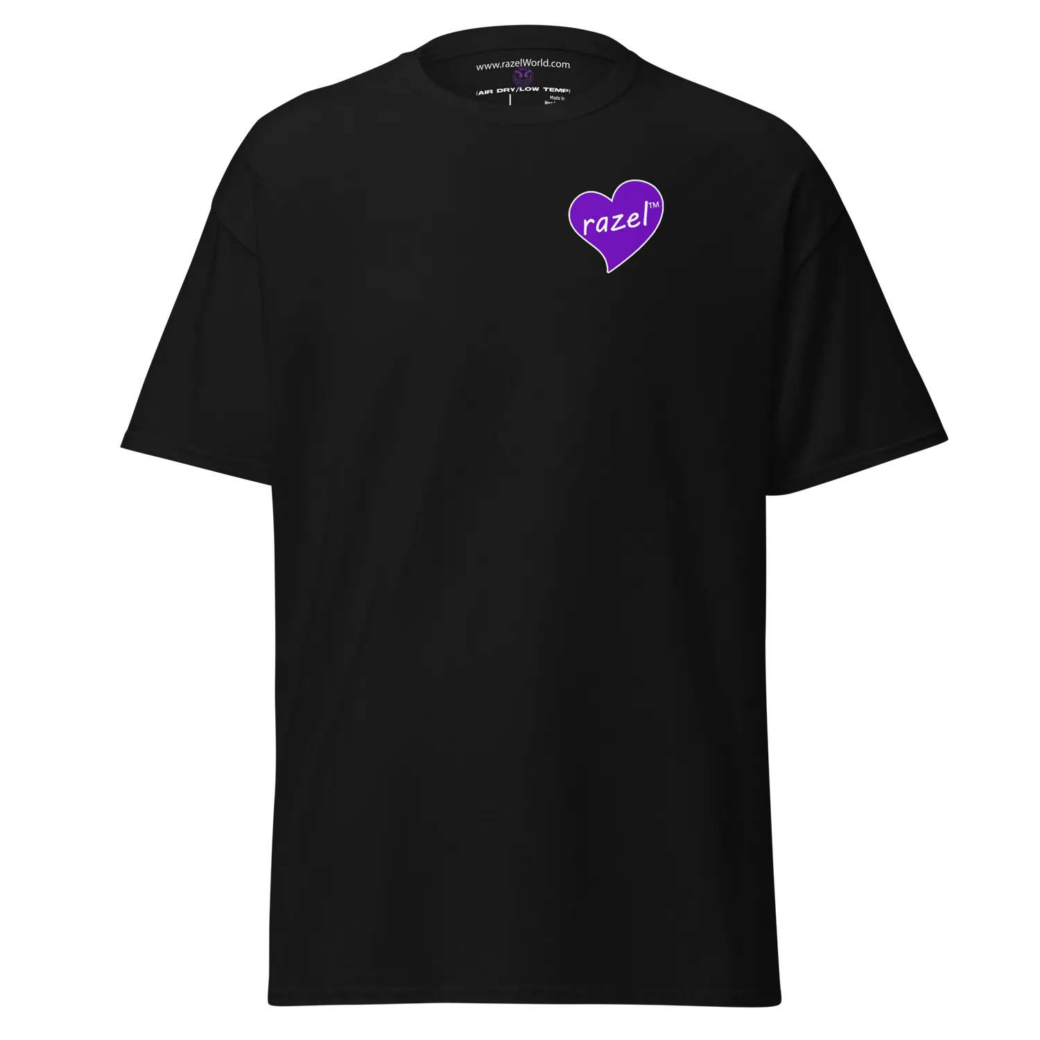 Razel Purple Hearted T-shirt zwart borstprint katoen