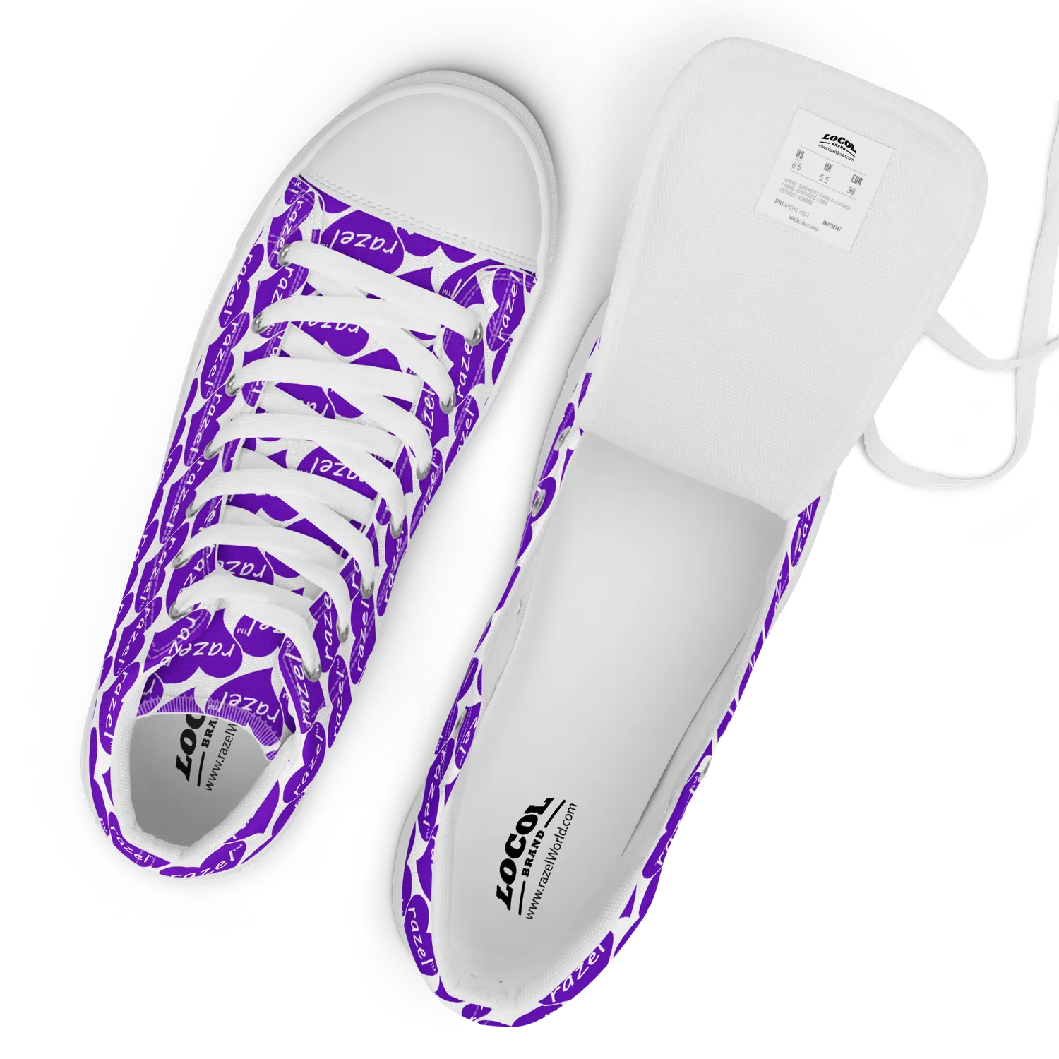 Razel Purple Hearted high-top sneakers met hartprint