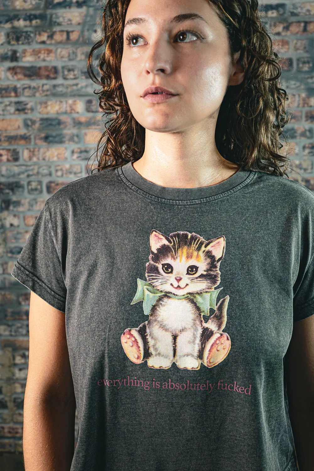 Paleface Swiss Cursed Cat cropped shirt katoen