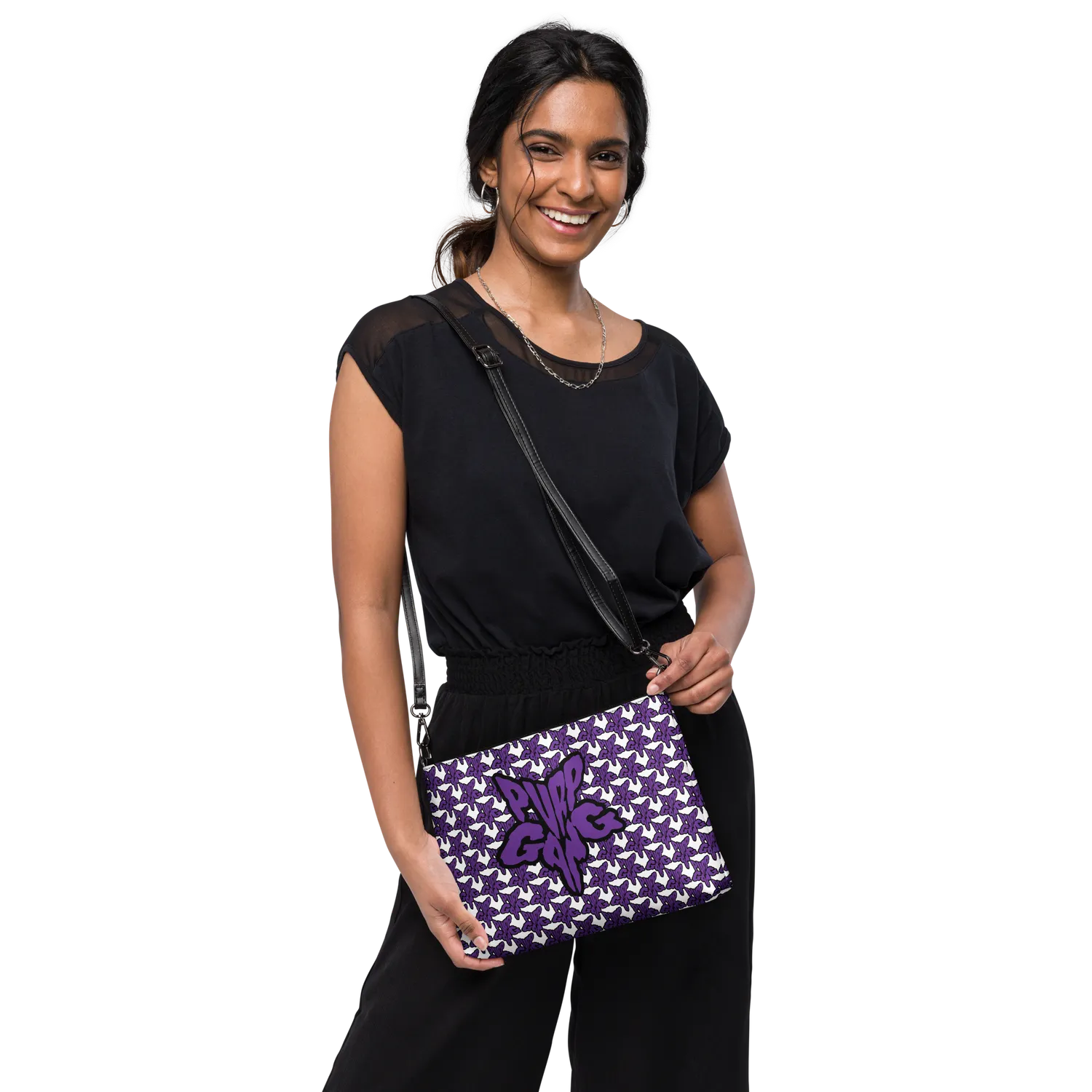 Razel Purp Gang Rock Star satchel wit lederlook