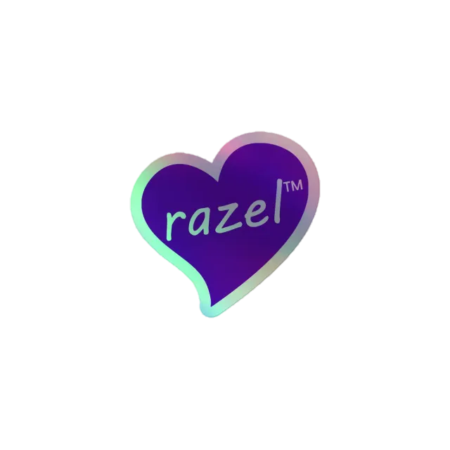Razel Purple Hearted holografische sticker 10x10 cm