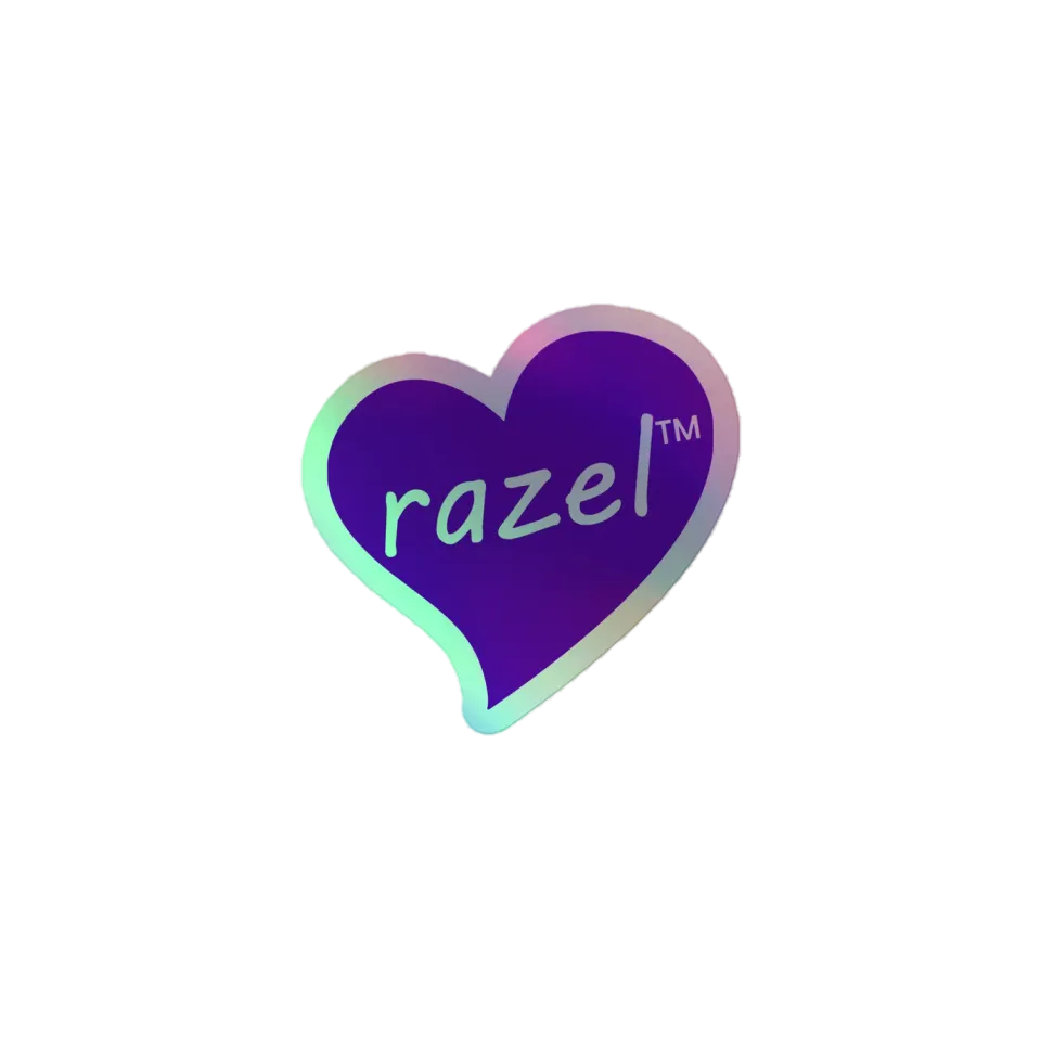 Razel Purple Hearted holografische sticker 10x10 cm
