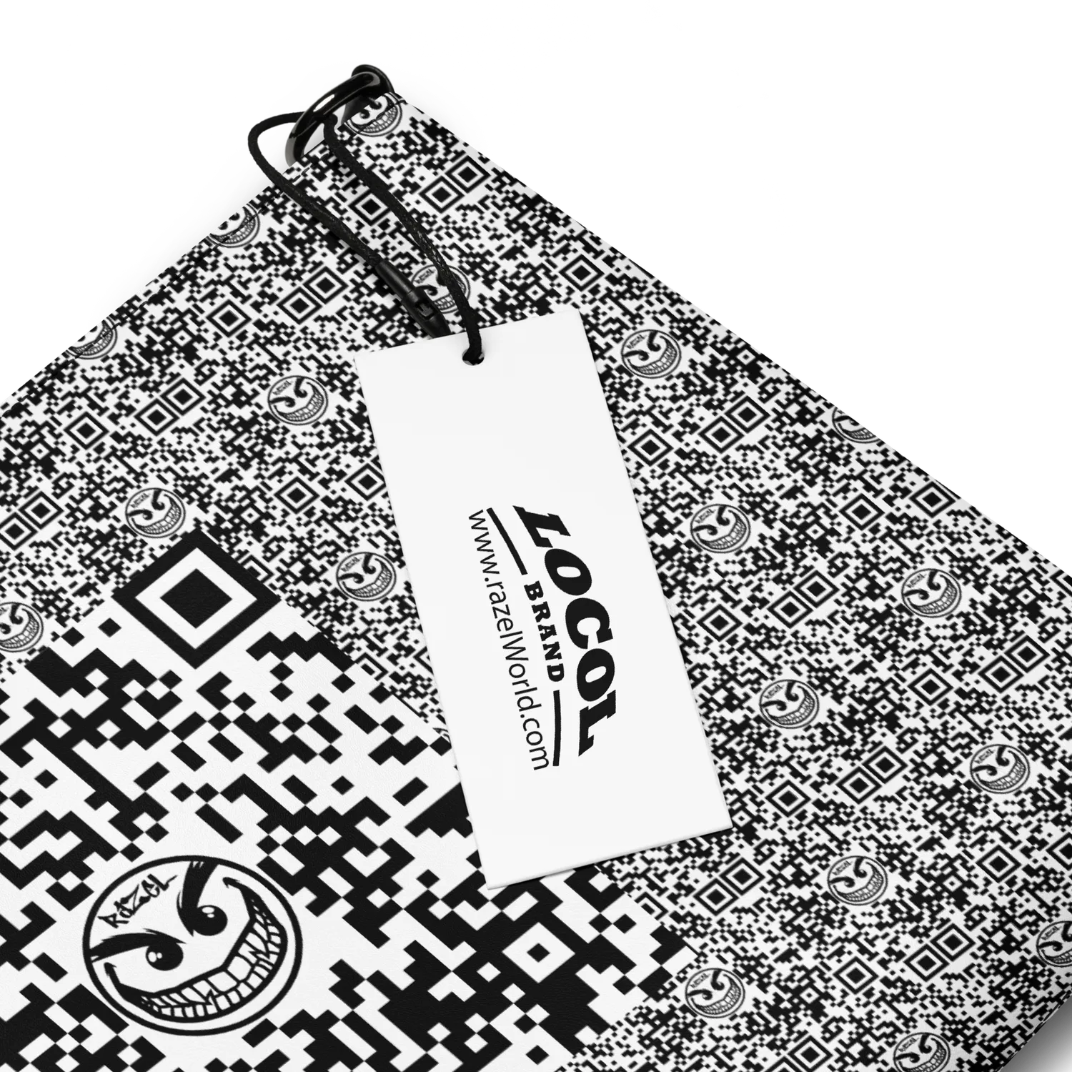 Razel Face QR Code Satchel Schoudertas Zwart Kunstleer