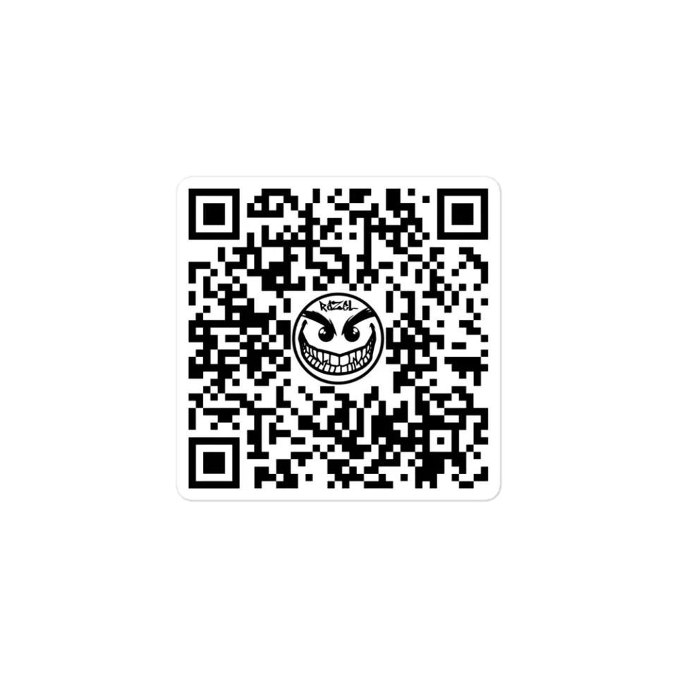 Razel Face QR Code sticker 7,6 cm vinyl