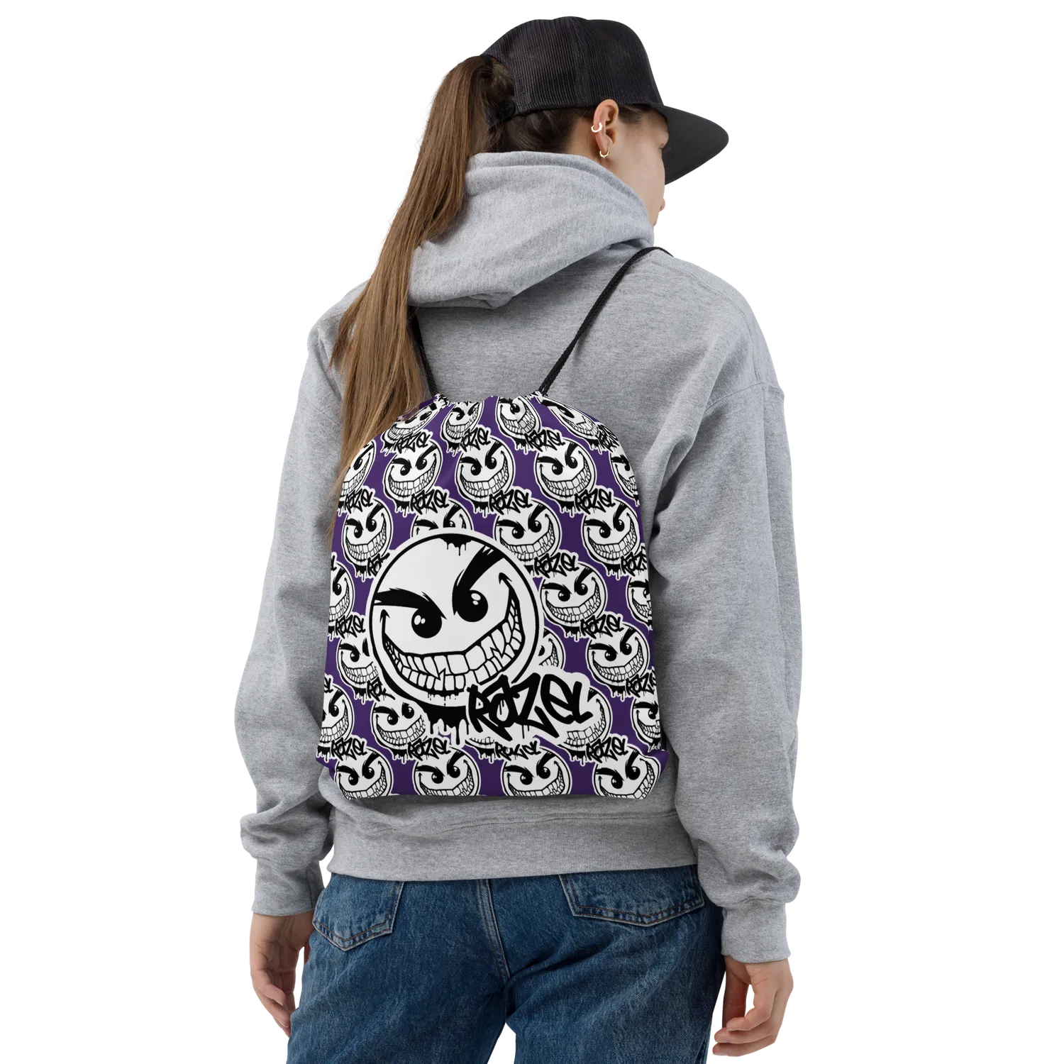 Razel Gang Drip Face Motif gymtas 38x43 cm trekkoord