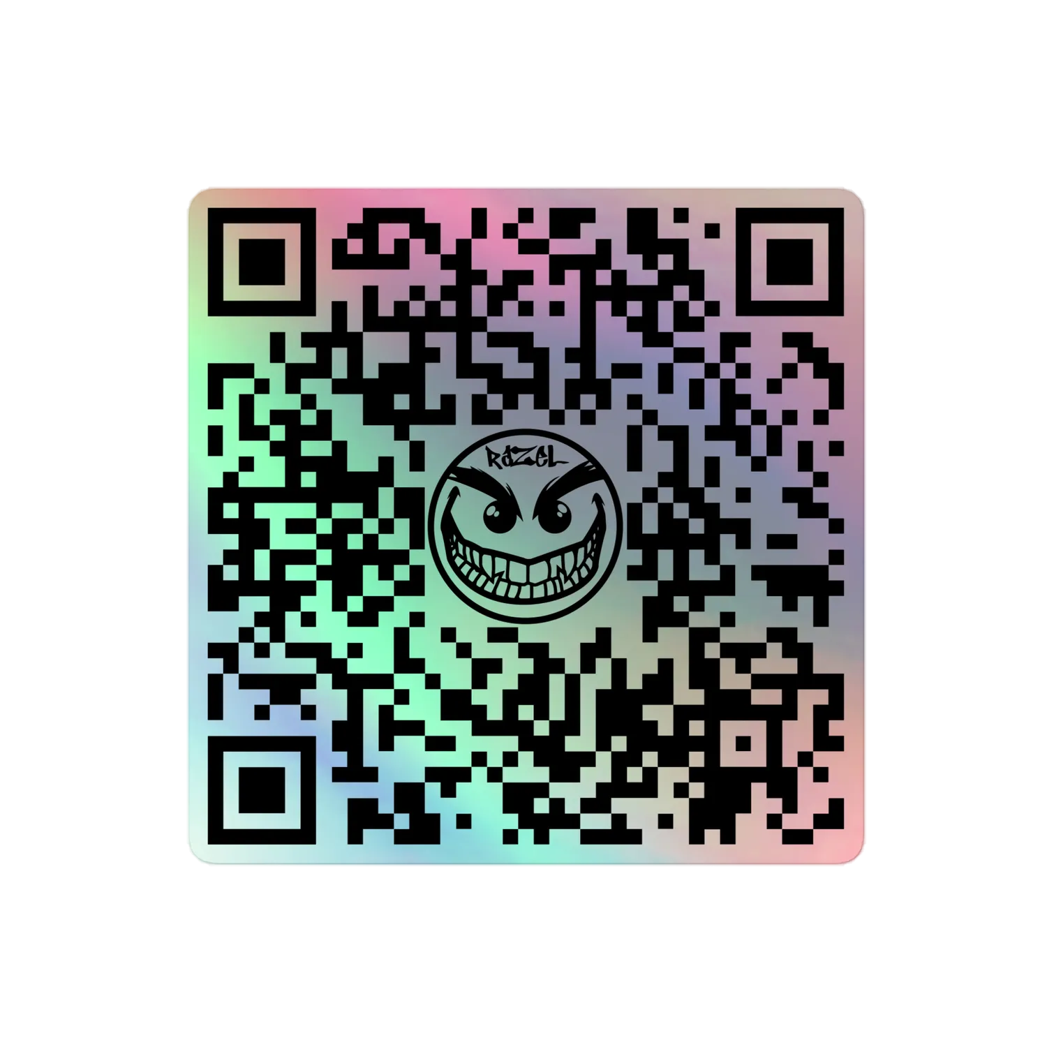 Razel Face QR Code sticker holografisch 3x3