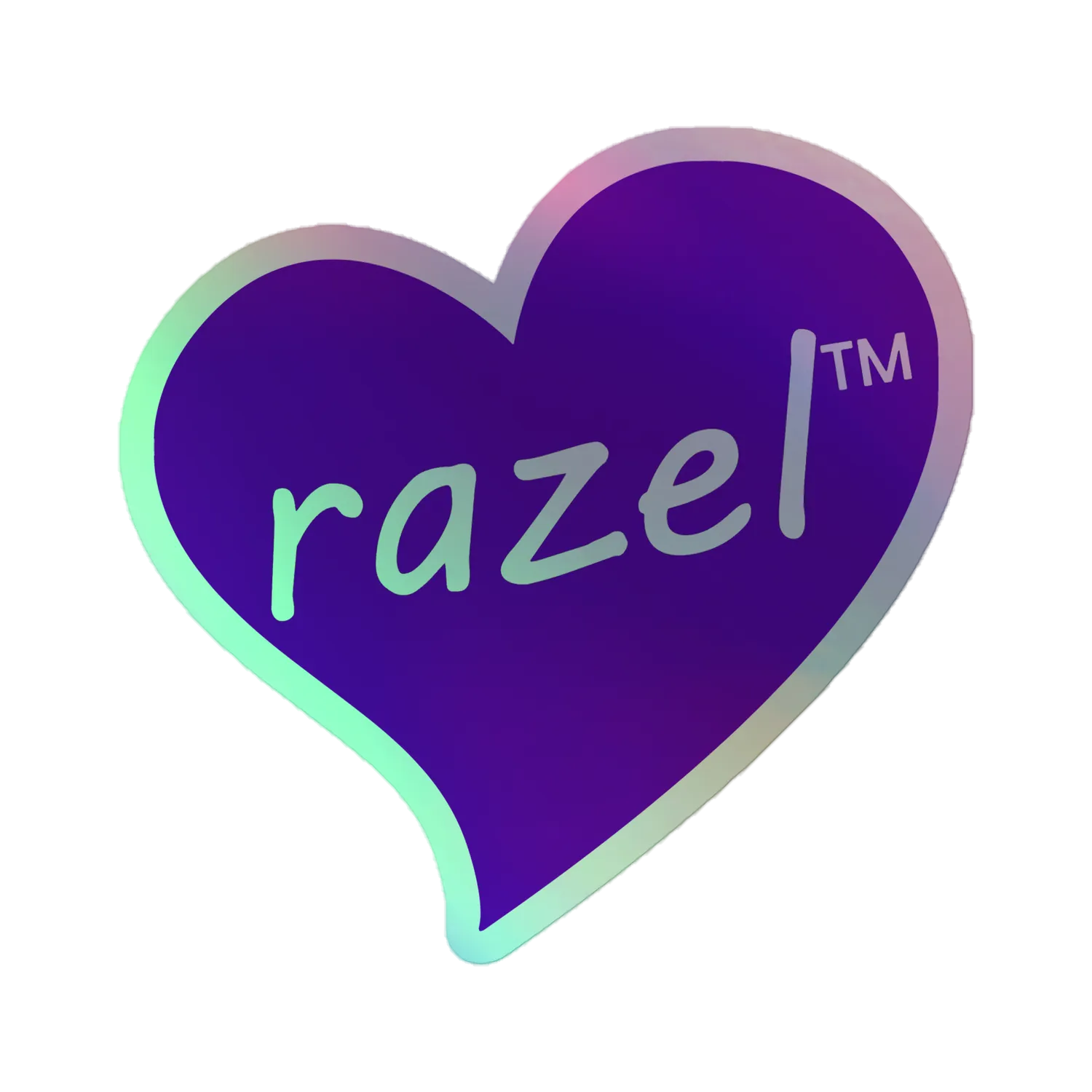 Razel Purple Hearted holografische sticker 10x10 cm