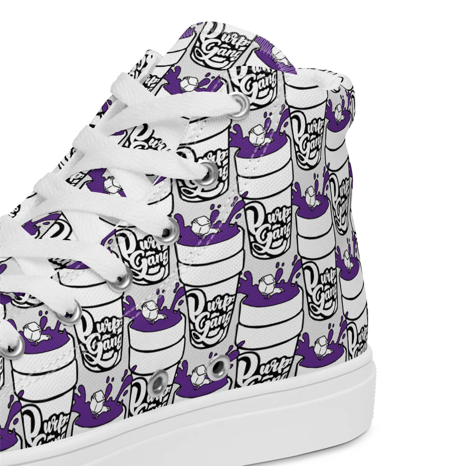 Razel Purp Gang Double Cup Motif hoge sneakers canvas