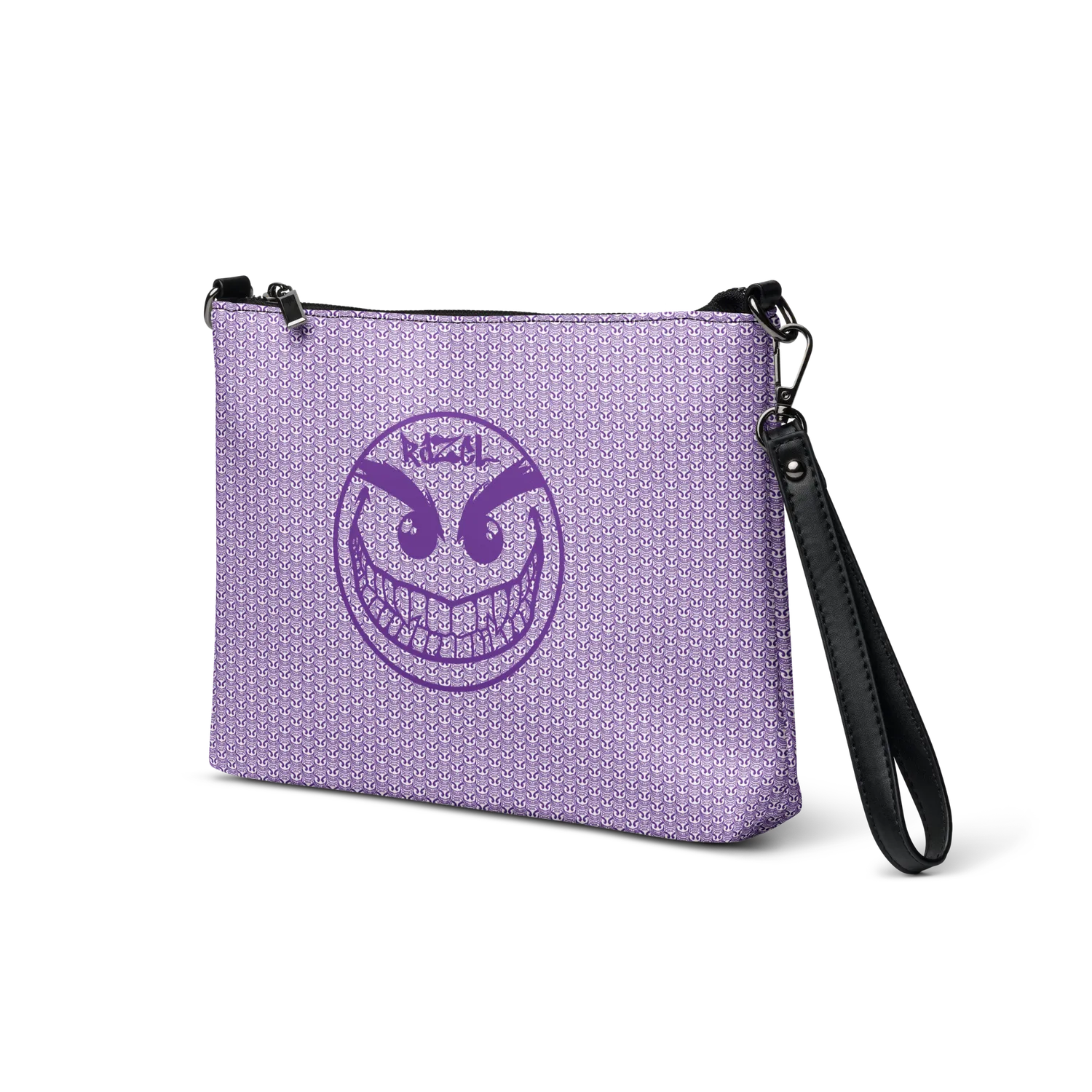 Razel Face Motif satchel tas zwart met rits