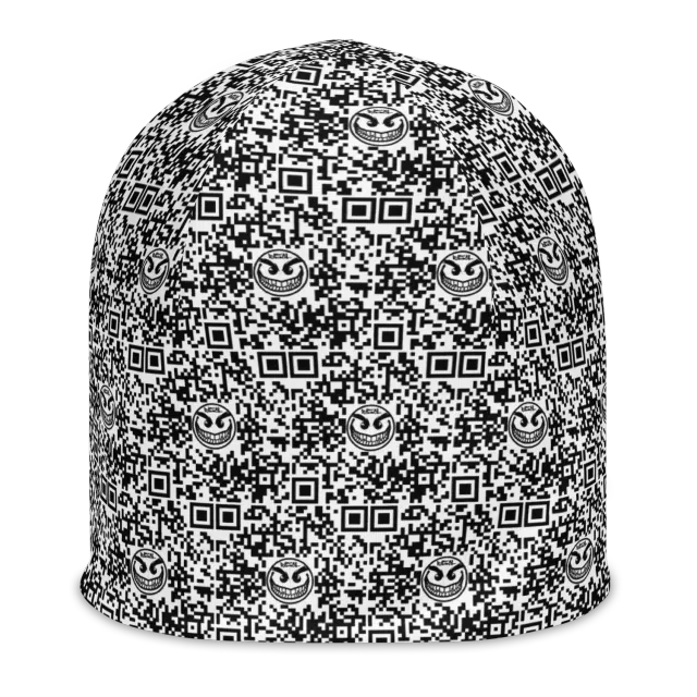 Razel Face QR Code beanie muts dubbellaags zwart