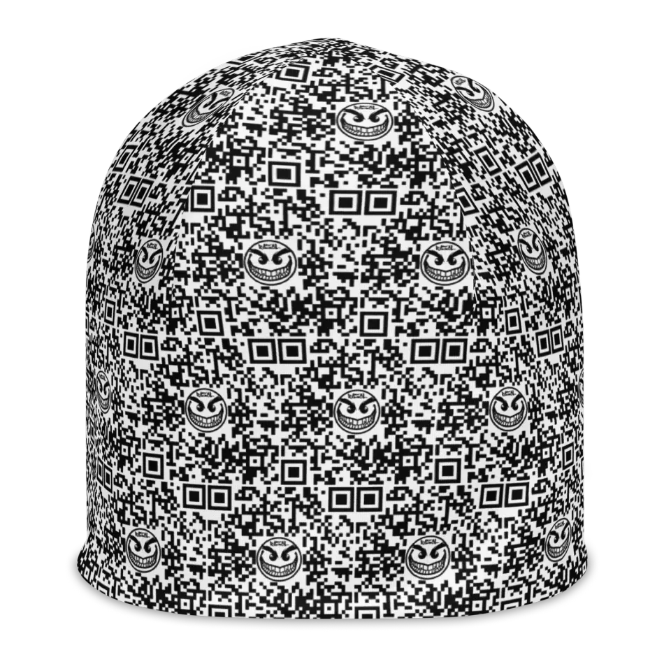 Razel Face QR Code beanie muts dubbellaags zwart