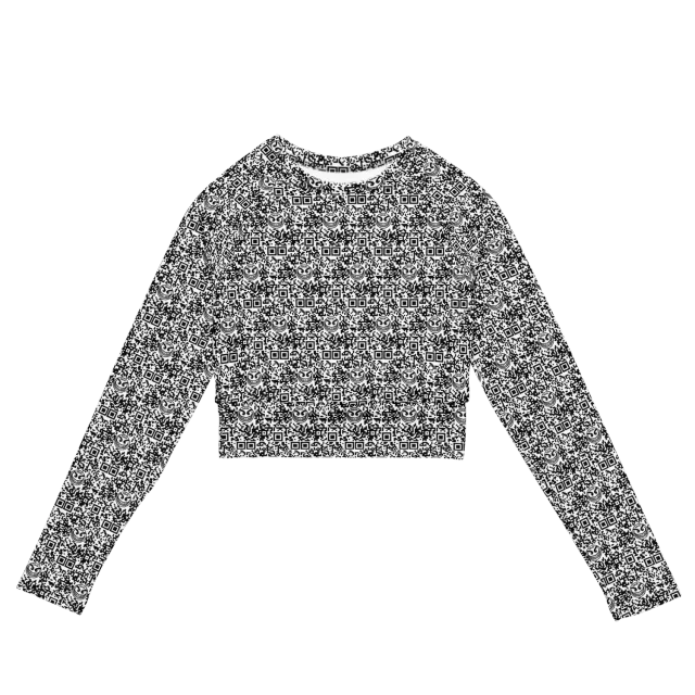 Razel Face QR Codes longsleeve crop top UPF 50+