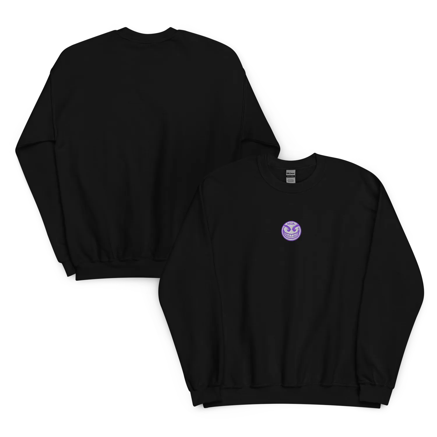 Razel Face Embroidered Crewneck Trui Zwart Geborduurd