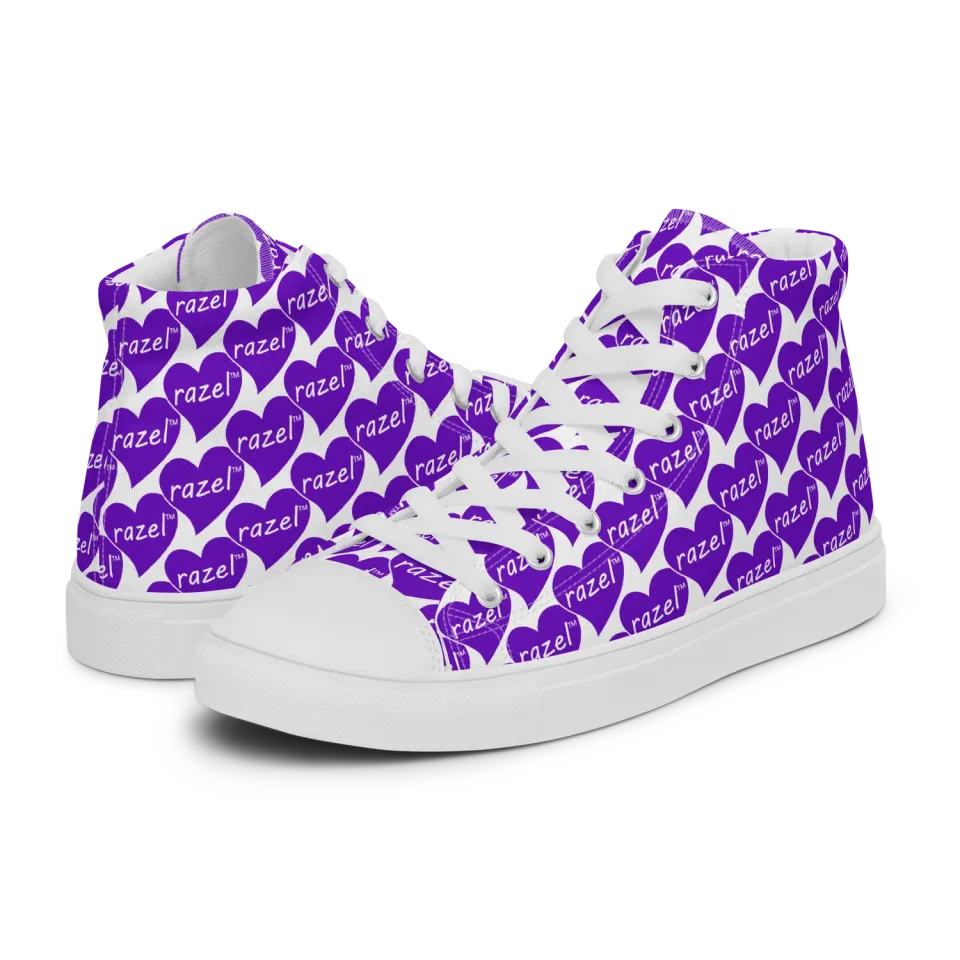Razel Purple Hearted high-top sneakers met hartprint