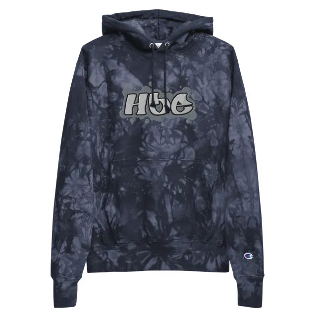 Razel Hoe Champion tie-dye hoodie zwart geborduurd