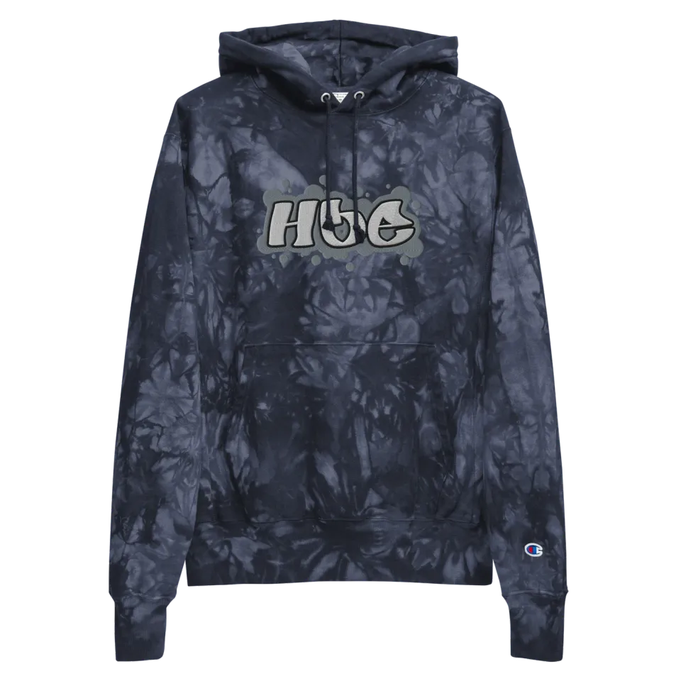 Razel Hoe Champion tie-dye hoodie zwart geborduurd
