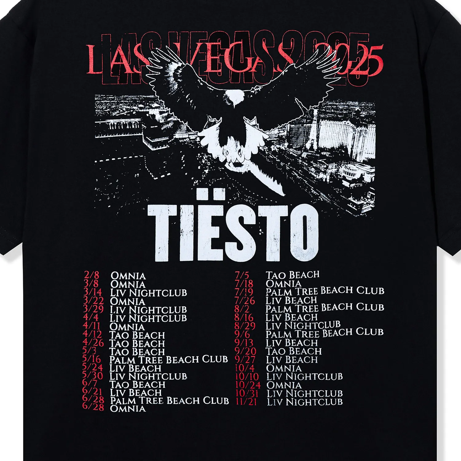 Tiësto Las Vegas Hawk Tour Tee T-shirt zwart oversized