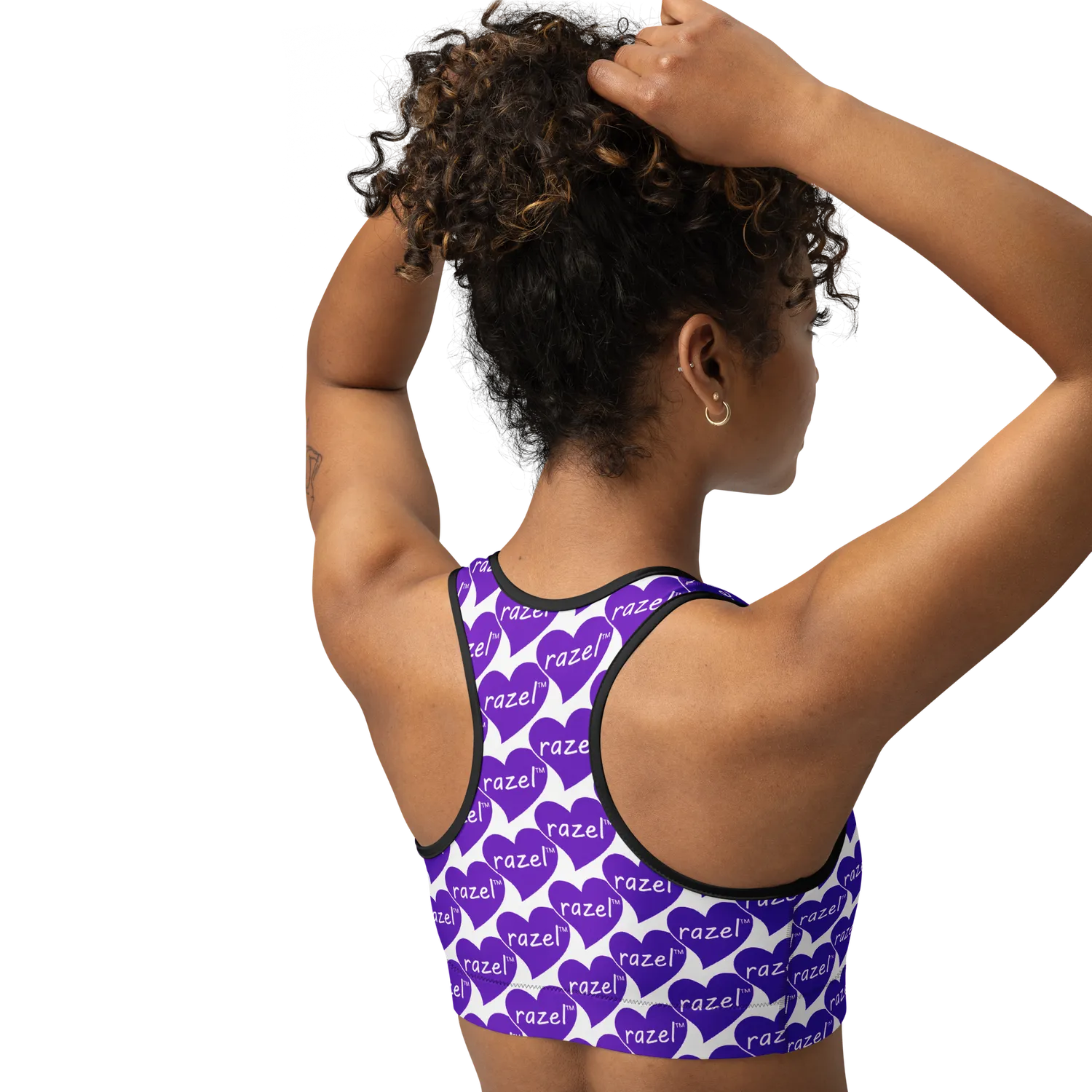 Razel Purple Hearted Motif sportbh zwart medium support