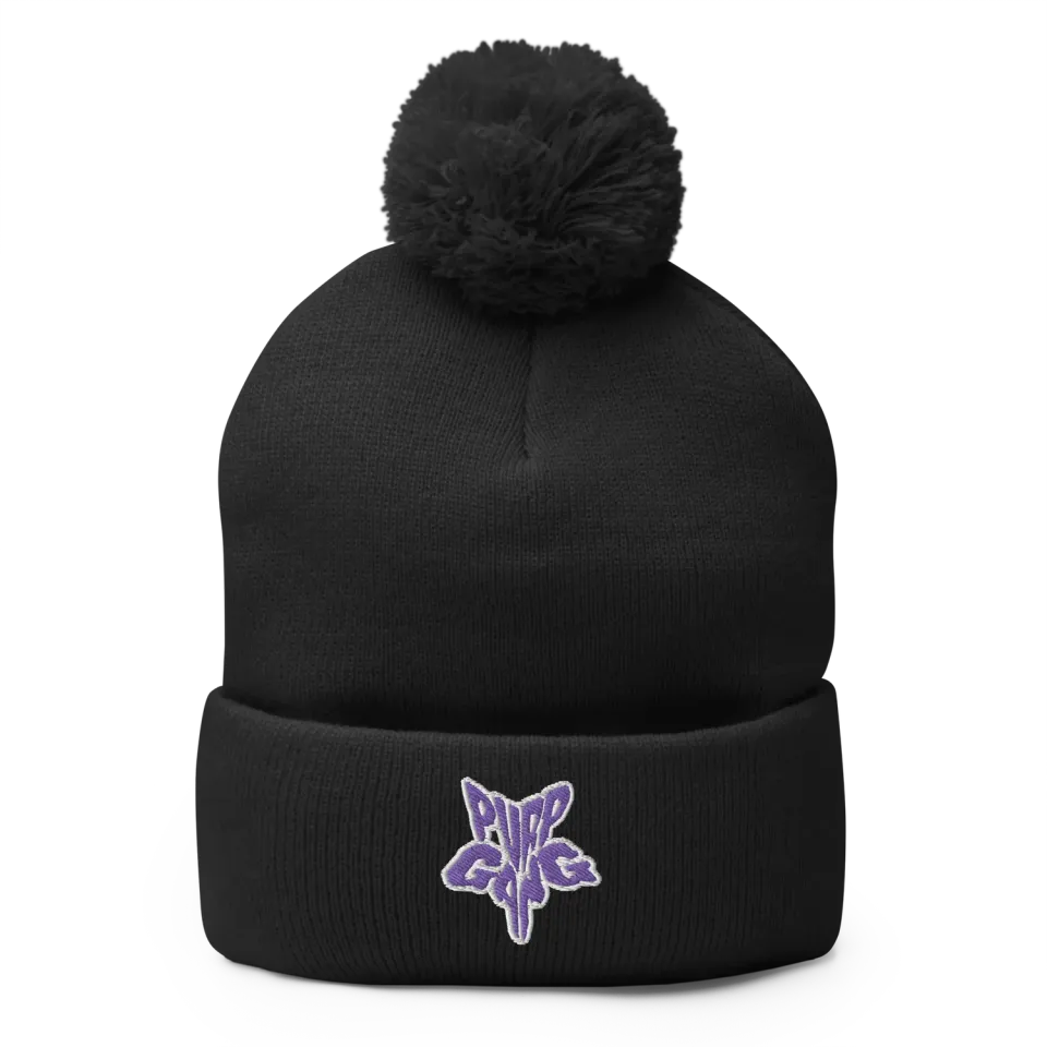 Razel Purp Gang Rock Star beanie zwart pompon