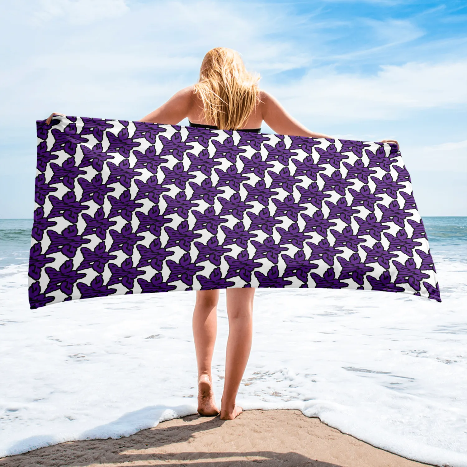 Razel Purp Gang Rock Star Motief Handdoek 76x152 katoen