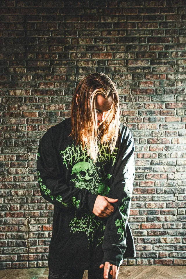 Paleface Swiss Ivy Green Skull longsleeve groen