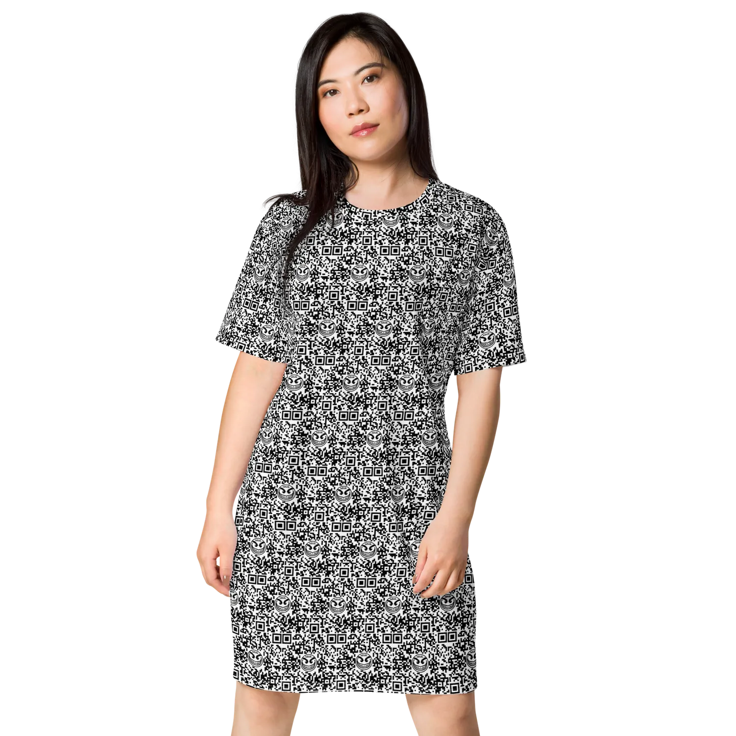 Razel Face QR Code T-shirt jurk dames oversized