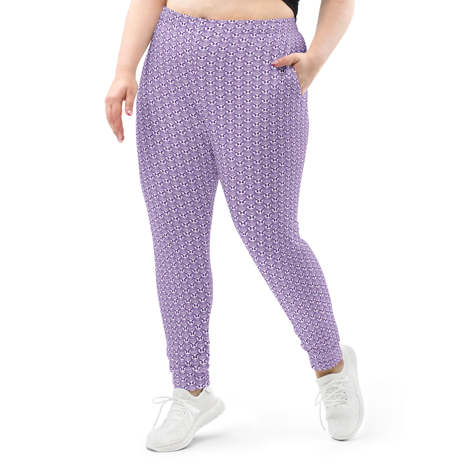 Razel Face Motif Joggers dames slim fit fleece zakken