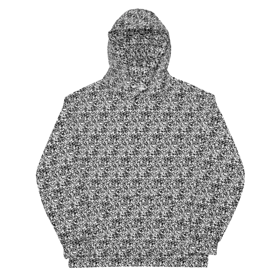 Razel Face QR Code Hoodie met capuchon fleece