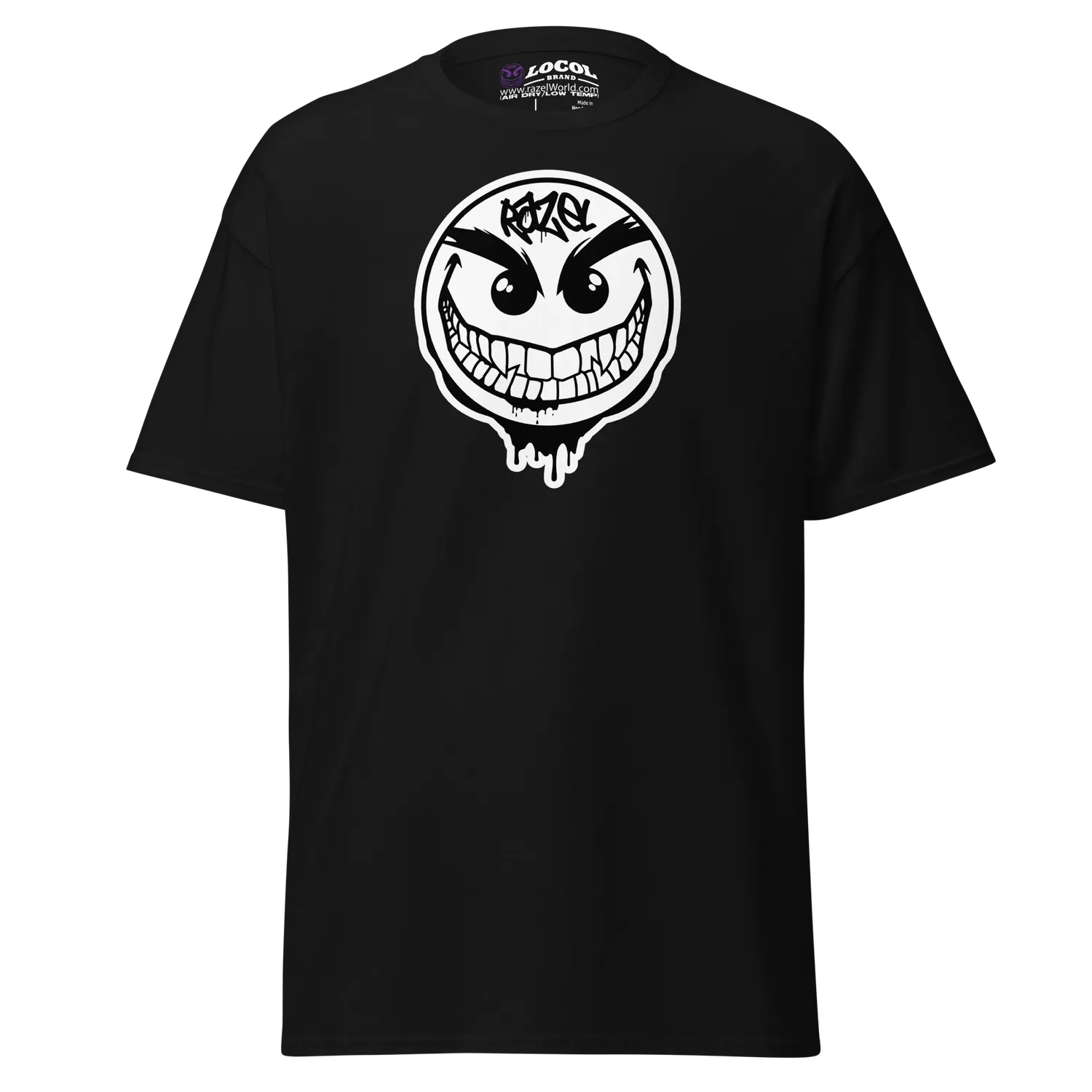 Razel Drip Face T-shirt zwart katoen maat L