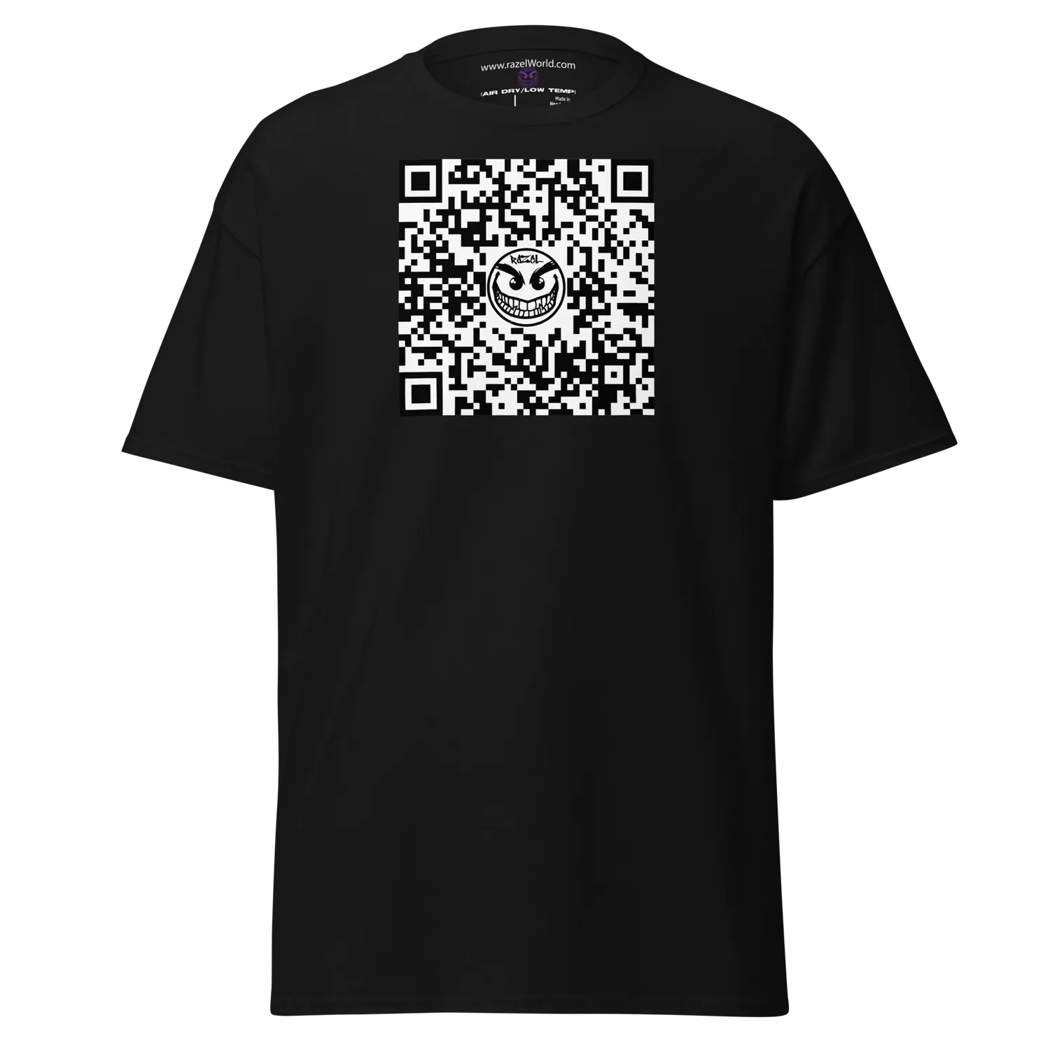 Razel Face QR Code T-shirt zwart maat M katoen