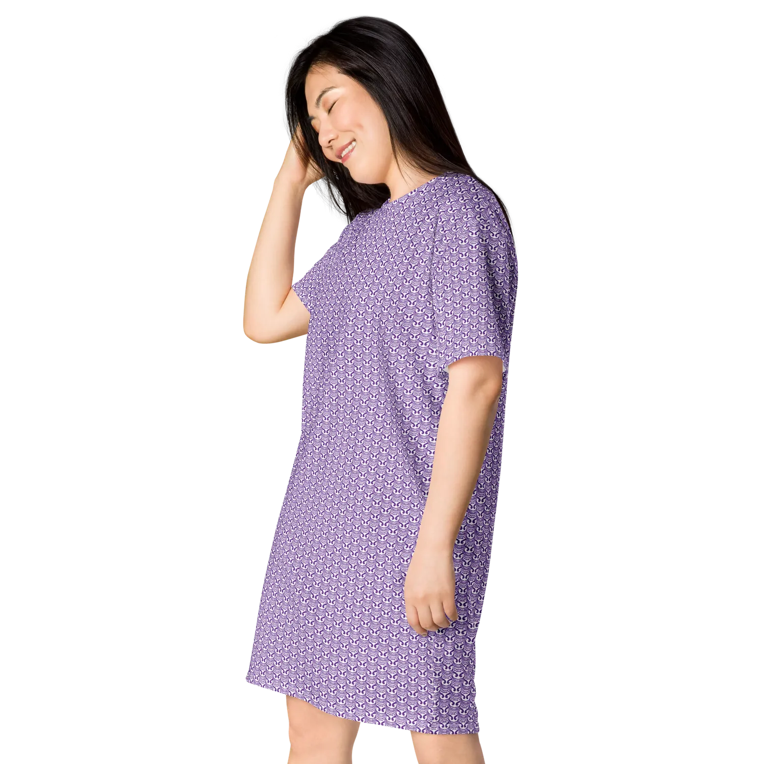 razel Face Motif T-shirt jurk oversize stretch