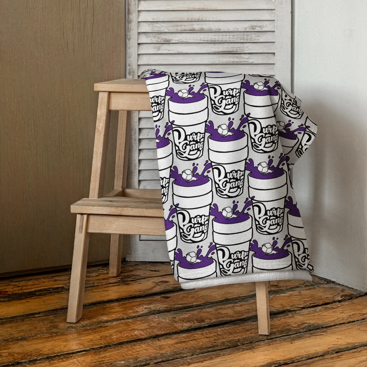 Razel Purp Gang Double Cup Motif handdoek 76x152 katoen