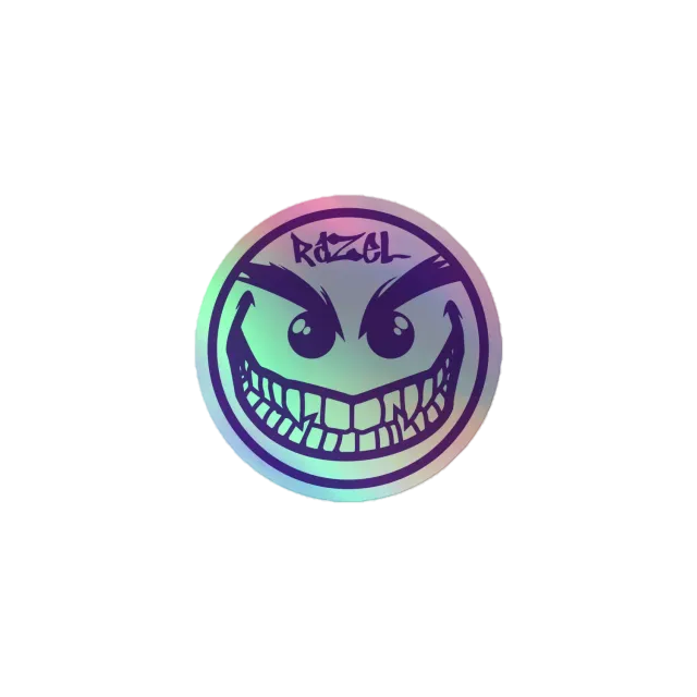 Razel Face holografische sticker 7,6 cm vinyl
