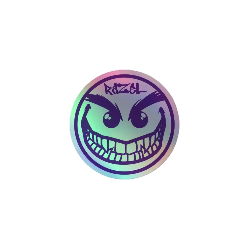 Razel Face holografische sticker 7,6 cm vinyl